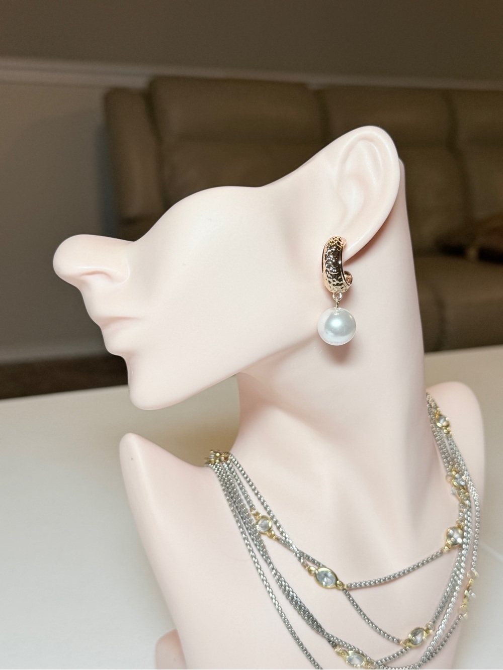 Gold Pearl Drop Earrings - Elegant White Pearl Dangle